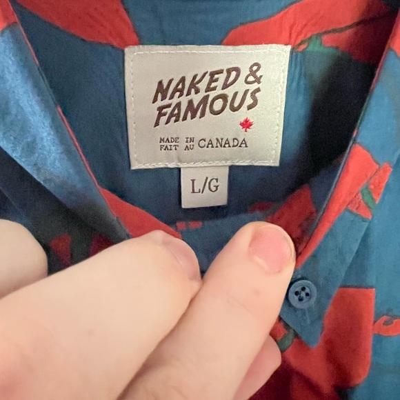 Long sleeve green and red abstract pattern shirt - Picture 2 of 3